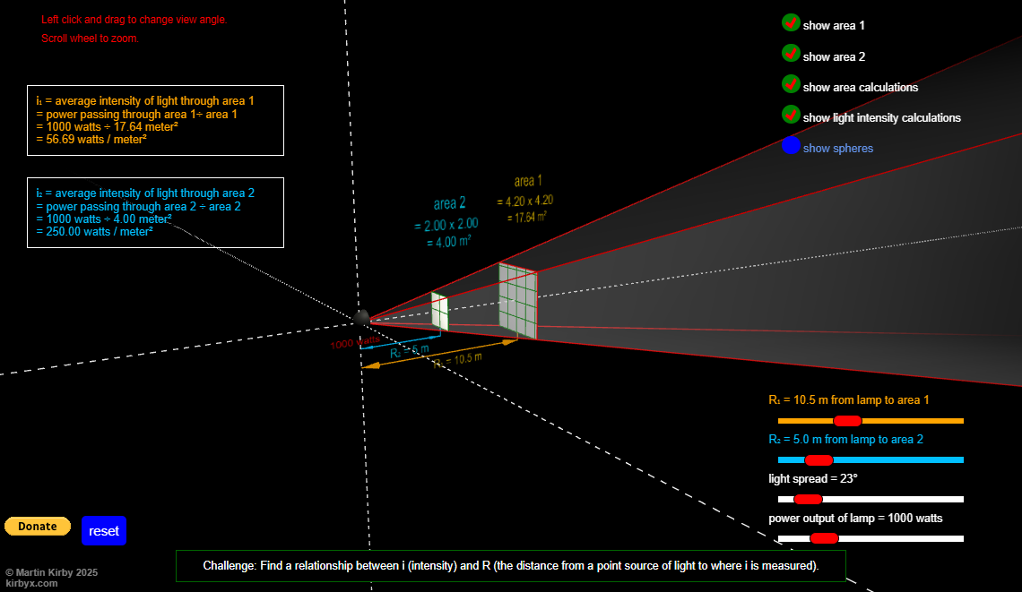 Inverse Square Law Sim