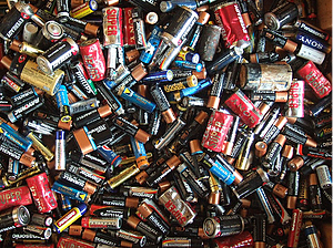 A wide assortment of used batteries.