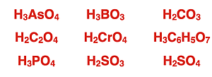 Formulae of several polyprotic acids.