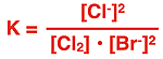 Equilibrium constant equation for a given reaction.