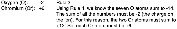 A walk-through of how to assign oxidation numbers to the elements in Cr2O72- (dichromate ion).