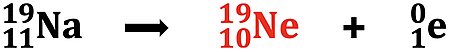 Demonstration/example of how to balance a nuclear equation; based on positron decay of Na-19.