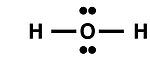 Lewis electron dot diagram for H2O.