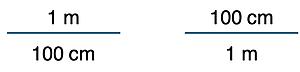 Two examples of conversion factors, one the inverse of the other.