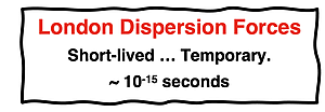 Quote: London dispersion forces are short-lived, temporary forces lasting for ~10^-15 seconds.