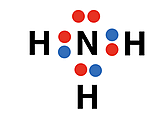 Lewis dot diagram depicting electron sharing in NH3.