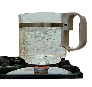 Physical change: water boiling
