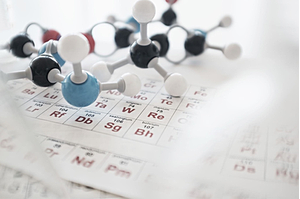 Photo of ball-and-stick molecular models.