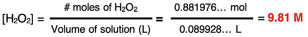 Calculation of the molarity of a solution