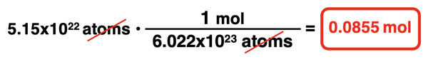 Example - Converting from atoms to moles