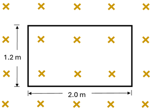 A rectangular wire that is 1.2 meters tall by 2 meters wide in a time varying magnetic field.