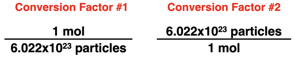 Using Avogadro’s number to create two molecules-moles conversion factors.