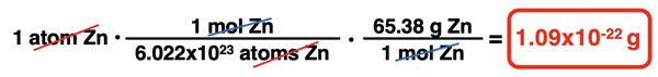 Example – determining the mass of 1 atom of zinc.