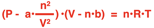 Van der waal’s equation for real gas: (P - a•(b^2/V^2)•(V - n•b) = n•R•T