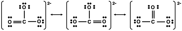 Resonance structures for carbonate ion.