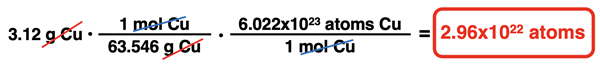 Example – Converting from grams to atoms.