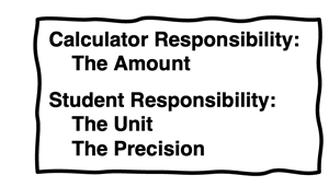 Calculates determine the amount. Students determine the unit and degree of precision.
