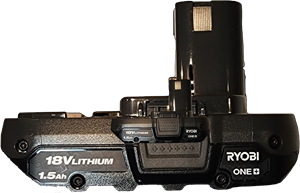 A lithium-ion battery used for a power tool.