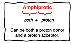 Definition of amphiprotic as the capability to behave as both a proton donor and a proton acceptor