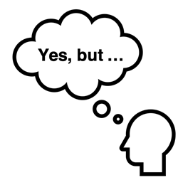 Objecting students with quote “Yes, but ...”.