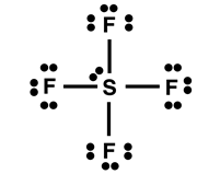 Lewis electron dot diagram for SF4.