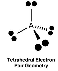 Spatial representation of tetrahedral electron pair geometry.