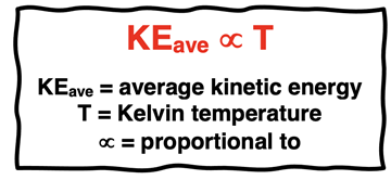 Proportionality statement relating the average kinetic energy to the Kelvin temperature.