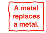 Quote: “A metal replaces a metal” in a single replacement reaction.