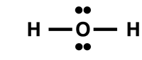 Lewis electron dot diagram for H2O.
