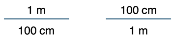 Two examples of conversion factors, one the inverse of the other.