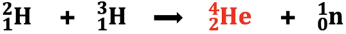 A completed nuclear equation for a bombardment reaction; part of a problem in which a student must identify the missing product nucleus.