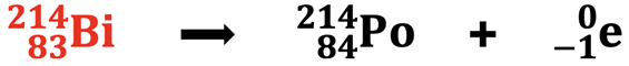 Demonstration/example of how to balance a nuclear equation; based on beta decay of Bi-214.