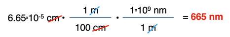 Example of a two-step conversion factor solution, converting cm to nm.