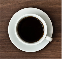 Homogenous mixture - a cup of coffee.