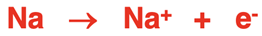 Chemical equation showing Na forming Na+ ion.