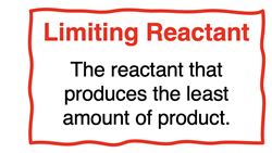 Definition of a limiting reactant as the reactant that produces the least amount of products.
