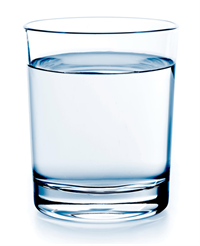 Glass of liquid water.