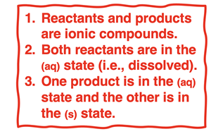 Three traits of double replacement reactions.