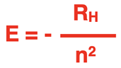 Equation relating energy of an electron in Hydrogen to the principal quantum number.