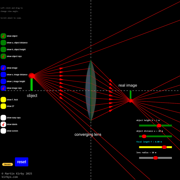 A screenshot of the 3d ray diagram sim
