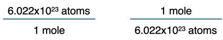 Two examples of conversion factors, one the inverse of the other.