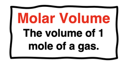 Definition of molar volume as the volume of 1 mole of gas.
