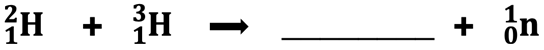 An incomplete nuclear equation for a bombardment reaction; part of a problem in which a student must identify the missing product nucleus.