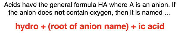 Naming structure of a binary acid.