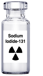 Diagram of a bottle of sodium iodide-131, a radiopharmaceutical.